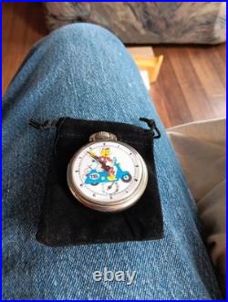 1950s 16s Pocket Watch Reddy Kilowatt Ad Theme Dial & Case Runs Well