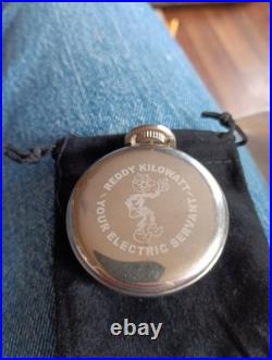 1950s 16s Pocket Watch Reddy Kilowatt Ad Theme Dial & Case Runs Well