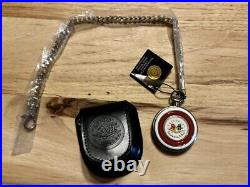1957 CORVETTE Pocket Watch 52mm + Black Case + Chain by Franklin Mint Collector