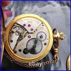 1964 Caravelle Bulova Pocket Watch Hunter Case 17 Jewel 160A Swiss withChain