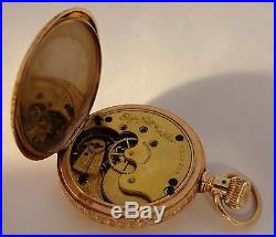 19thC Antique Scenic Engraved 14kt Hunter Case Elgin Pocket Watch, NR