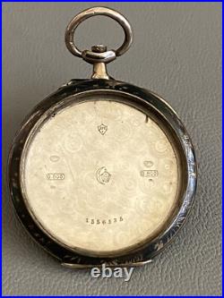 19th Swiss 800 Solid Silver Niello Hallmark Hunter Pocket Watch Case Only