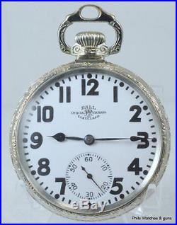21 Jewel Ball Hamilton 999P Railroad Pocket Watch 14K White Gold Filled Case