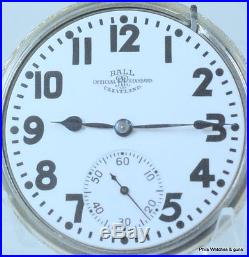 21 Jewel Ball Hamilton 999P Railroad Pocket Watch 14K White Gold Filled Case