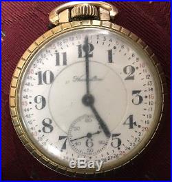 21 Jewel Hamilton 992 Rail Road Pocket Watch runs 10k rolled gold star case