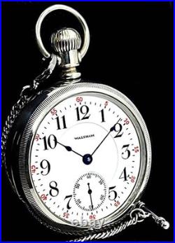 21 Jewels Display Case HIGH END Railroad Pocket Watch Waltham 845. Working