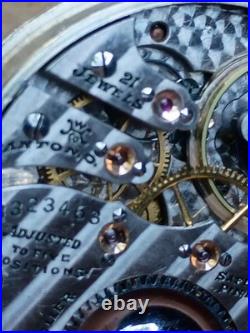 21 Jewels Hampton Railroad Watch working Rare signed Swing Gold Filled Worn Case