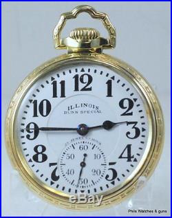 23J Illinois Bunn Special 60 Hr 163A Railroad Pocket Watch 14K Gold Filled Case3