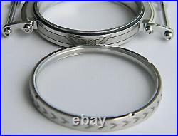 2 Engraved Wristwatch Cases Top Sapphire Crystals For Pocket Watch Movements
