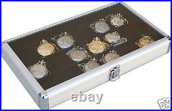 2 Pocket Watch Display Case Storage Box with 8 compartment glass top