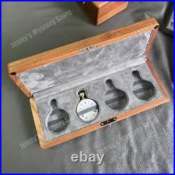 4 Slot Solid Wood Pocket Watch Box Portable Pocket Watch Display Storage Case