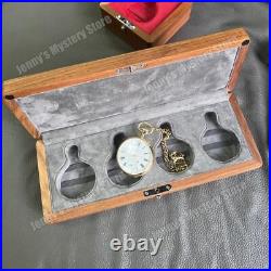 4 Slot Solid Wood Pocket Watch Box Portable Pocket Watch Display Storage Case