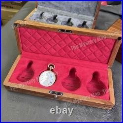 4 Slot Solid Wood Pocket Watch Box Portable Single Pocket Watch Display Storage