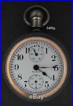 5490, Fantastic 18s 21 Jewel Father Time Wind Inidicator in 4 oz Silver case WOW