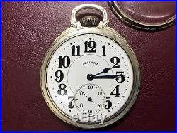 60 Hour Illinois Bunn special, 21J Pocket Watch In 14K White GF Case Running
