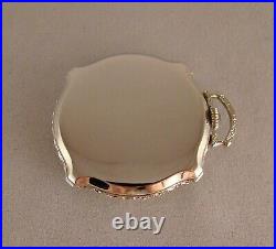 94 YEARS OLD ELGIN 17j 14k WHITE GOLD FILLED CUSHION CASE OPEN FACE POCKET WATCH
