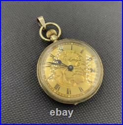 9ct Gold Pocket Watch / Pendant For Repair Engraved Case In Good Condition