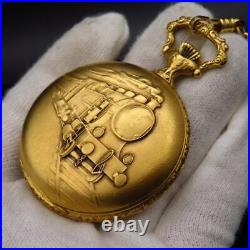 AERO NEUCHATEL Hand-wound Pocket Watch Hunter Case Gold Working Item From Japan