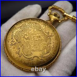 AERO NEUCHATEL Hand-wound Pocket Watch Hunter Case Gold Working Item From Japan