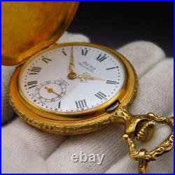 AERO NEUCHATEL Hand-wound Pocket Watch Hunter Case Gold Working Item From Japan