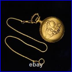 AERO NEUCHATEL Hand-wound Pocket Watch Hunter Case Gold Working Item From Japan