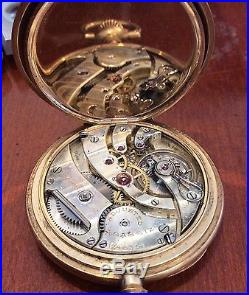 AGASSIZ POCKET WATCH, 14KT GOLD CASE 21 JEWELS, SPRINGFIELD BREWERY