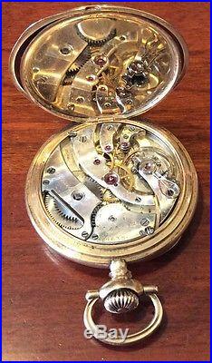 AGASSIZ POCKET WATCH, 14KT GOLD CASE 21 JEWELS, SPRINGFIELD BREWERY