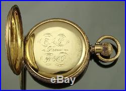 AMAZING ENGRAVED VICTORIAN ILLINOIS 16K SOLID GOLD HUNTER CASE POCKET WATCH 1884