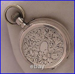 AMAZING HUNTER SILVER CASE 1880's Ancre GENEVE Pocket Watch Perfect Serviced