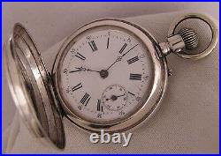AMAZING HUNTER SILVER CASE 1880's Ancre GENEVE Pocket Watch Perfect Serviced