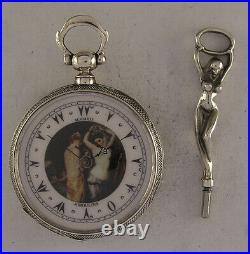 AMAZING Silver Case SCHMIDT a MOULINS 150-Years-Old Erotic Pocket Watch Serviced
