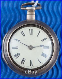 Antique 1759 Ticking Silver Pair Case Verge Fusee Pocket Watch Thomas Brown