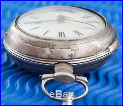 Antique 1759 Ticking Silver Pair Case Verge Fusee Pocket Watch Thomas Brown