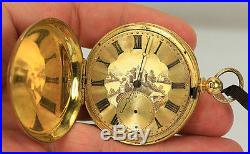 Antique 18kt Gold Jm French Royal Exchange London Hunter Case Key Pocketwatch