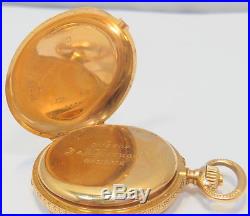 Antique 18k Gold Fancy Demi Hunter Hunter Case Swiss Pin Set Pocket Watch Nr