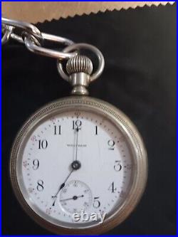 ANTIQUE 1908 WALTHAM SILVERODE POCKET WATCH TRAIN ON BACK CASE in Working Order