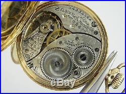 ANTIQUE 1909 ELGIN SOLID 14K GOLD LADIES POCKET WATCH 32 mm case WORKING GOOD