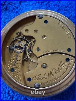 ANTIQUE AMERICAN Watch Co. 6s 7j Mod. 1890 English Make G/F CASE POCKET WATCH