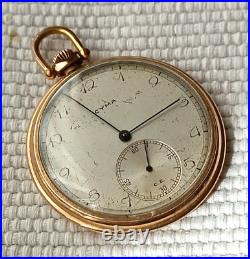 ANTIQUE CYMA OPEN FACE ART DECO CASE SWISS POCKET WATCH FROM Ca 1920