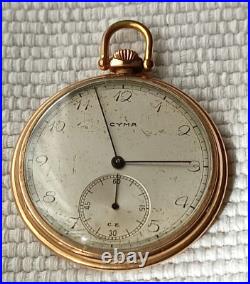 ANTIQUE CYMA OPEN FACE ART DECO CASE SWISS POCKET WATCH FROM Ca 1920