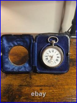 ANTIQUE DESK POCKET WATCH SWISS ROBERT GENEVE CIRCA 1904 With CASE STERLING
