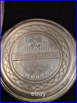 ANTIQUE DESK POCKET WATCH SWISS ROBERT GENEVE CIRCA 1904 With CASE STERLING