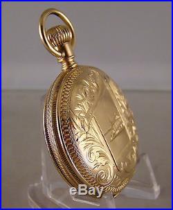 ANTIQUE ELGIN 14k SOLID GOLD HUNTER CASE GREAT LOOKING POCKET WATCH YEAR 1904