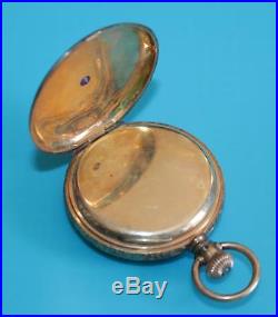 Antique Elgin 15j 0s 14k Rare Tri Color Gold With Ruby Hunter Case Pocket Watch