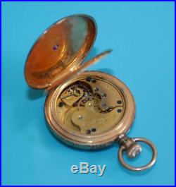 Antique Elgin 15j 0s 14k Rare Tri Color Gold With Ruby Hunter Case Pocket Watch
