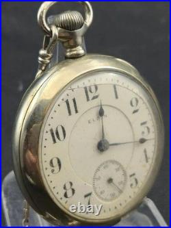 ANTIQUE ELGIN 18 SIZE B. W. RAYMOND 19J GRADE 240 POCKET WATCH with SILVEROID CASE