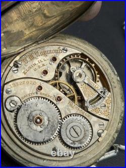 ANTIQUE ELGIN 18 SIZE B. W. RAYMOND 19J GRADE 240 POCKET WATCH with SILVEROID CASE