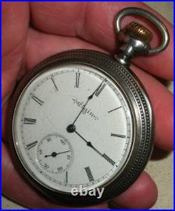 ANTIQUE ELGIN # 9884474 STERLING SILVER CASE With GREAT DESIGN WORKING! Vafo