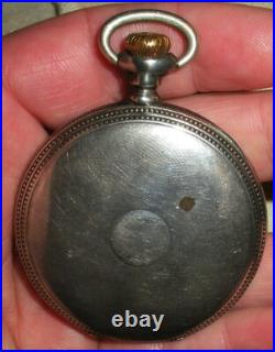 ANTIQUE ELGIN # 9884474 STERLING SILVER CASE With GREAT DESIGN WORKING! Vafo