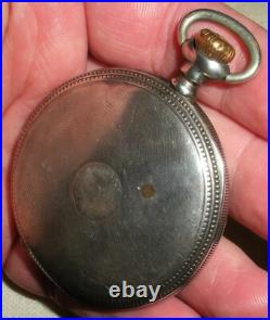 ANTIQUE ELGIN # 9884474 STERLING SILVER CASE With GREAT DESIGN WORKING! Vafo